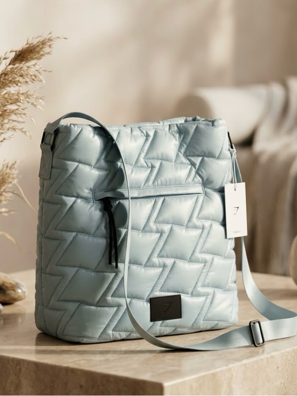Gymshark Light Blue Quilted Shoulder Bag
